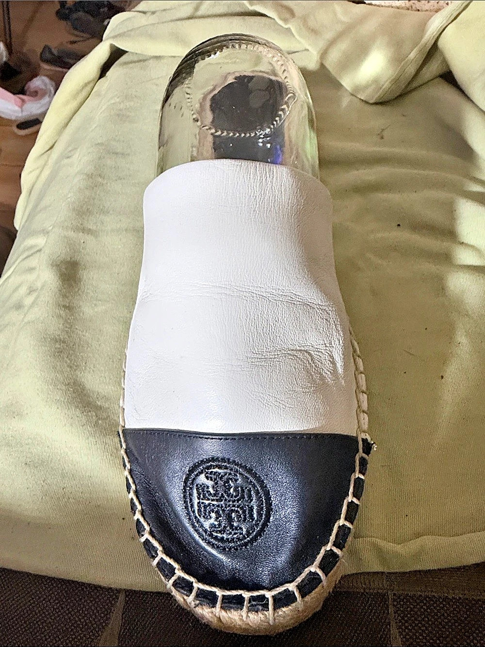 Tory Burch Ines Espadrille Mule in White & Black